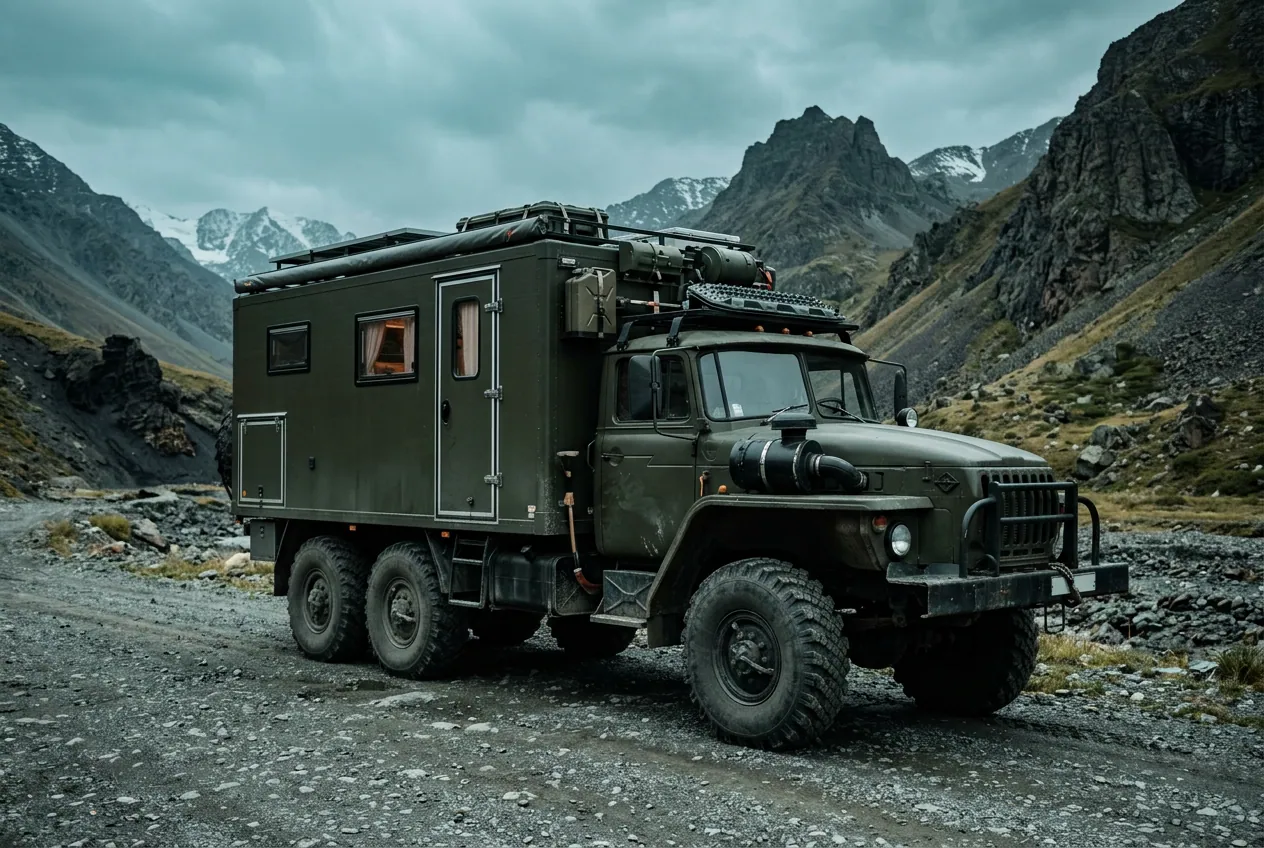 Illustration of Soviet 6x6 Expedition Truck Camper